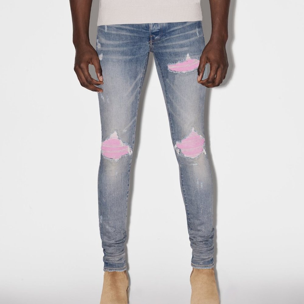AMIRI ULTRASUEDE JEANS IN CLAY INDIGO